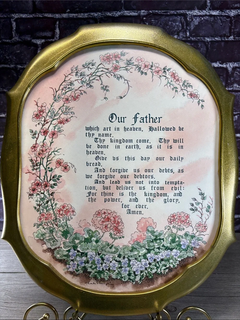 Vintage Oval Framed Wall Hanging 